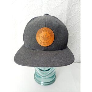 Branded Bill Medi Cannabis Leather Logo Flatbill Grey Snapback Hat